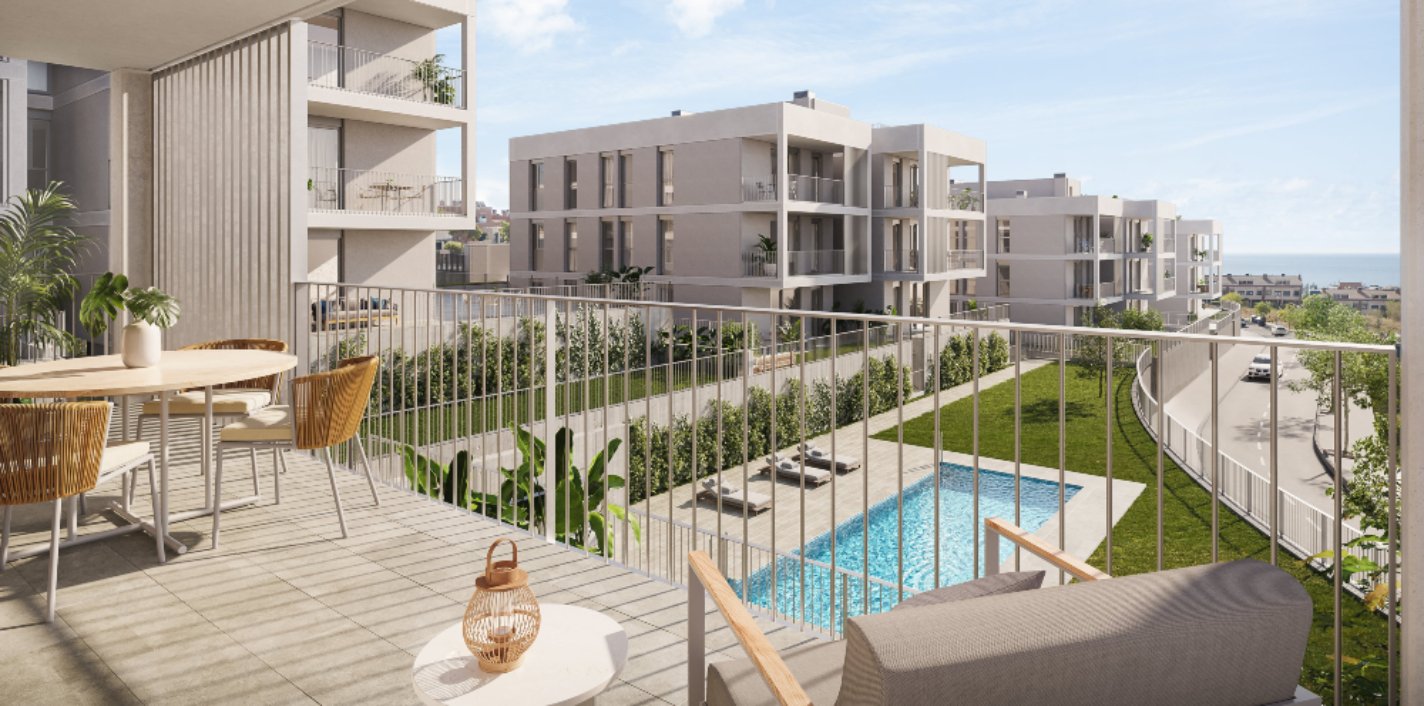 Así serán las terrazas en las futuras viviendas de la promoción Delli de AEDAS Homes en El Masnou