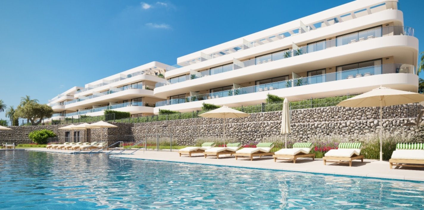 Así será la piscina de la promoción Unika Collection de AEDAS Homes en Estepona, Málaga