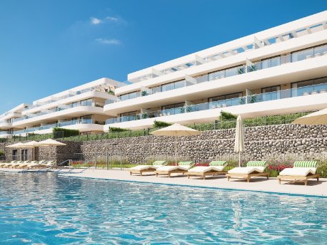 Así será la piscina de la promoción Unika Collection de AEDAS Homes en Estepona, Málaga