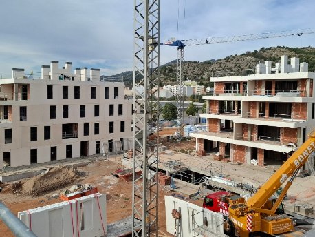 Panorámica de las obras de la promoción Palmia de AEDAS Homes Benicasim, Castellón