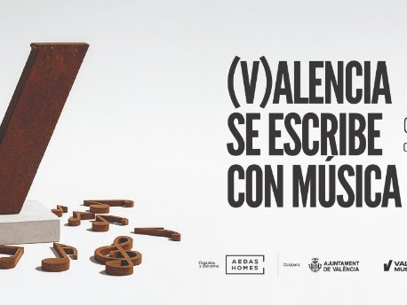 Cartel del I Concurso Internacional de Escultura Intervenida '(V)alencia se escribe con música'