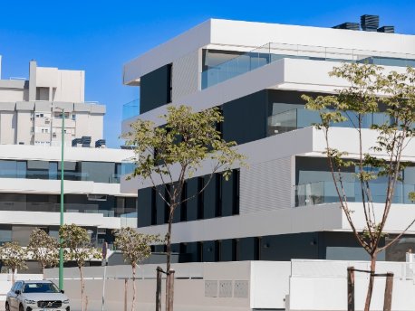 Dos de los edficios de la nueva promoción Gradia de AEDAS Homes en Sevilla