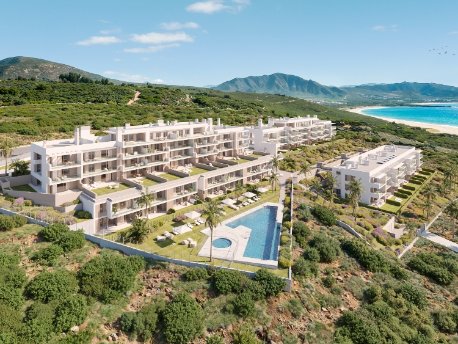 Panorámica de la promoción Lunara de AEDAS Homes en La Línea de la Concepción, Cádiz, con el mar al fondo
