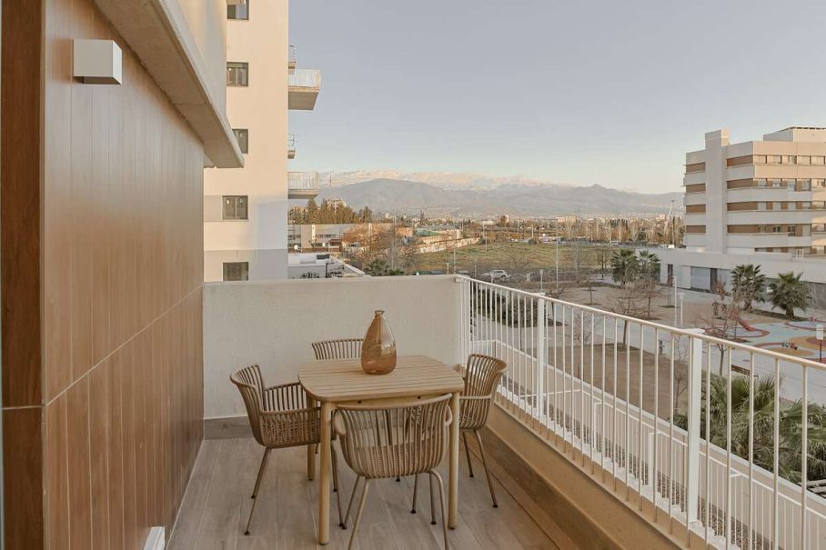 terraza de la vivienda piloto de la promoción talabar